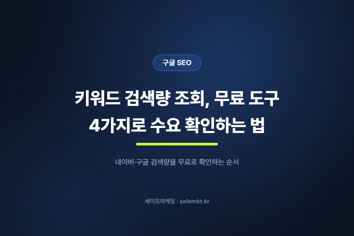 키워드 검색량 조회, 무료 도구 4가지로 수요 확인하는 법